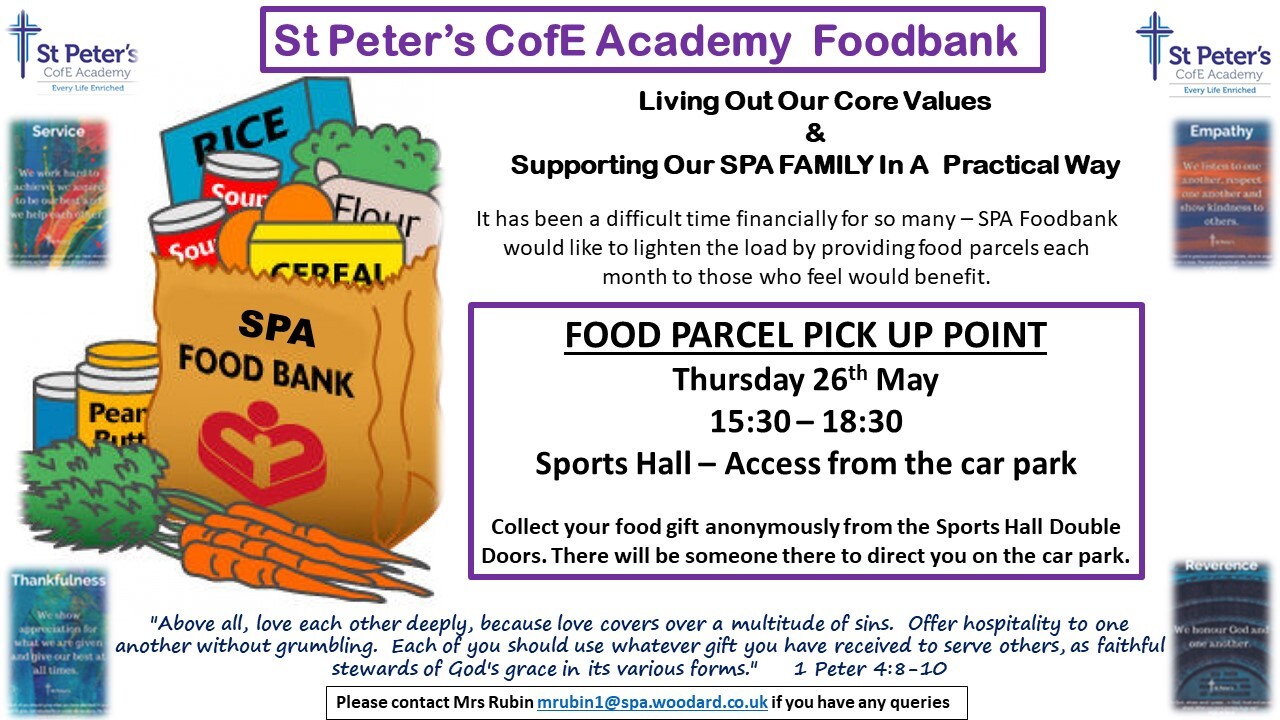 Food bank pick up point advert may 22