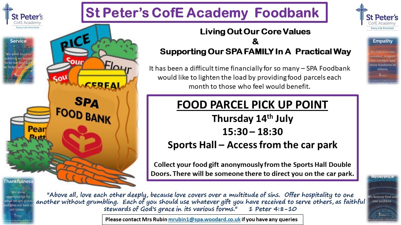 Food parcel pick up point advert july 22