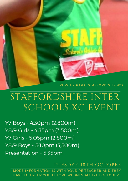 Staffs inter schools xc event