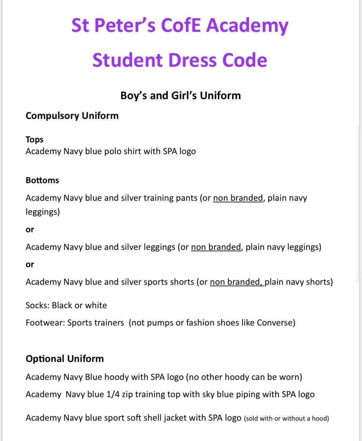 Student Dress Code 2