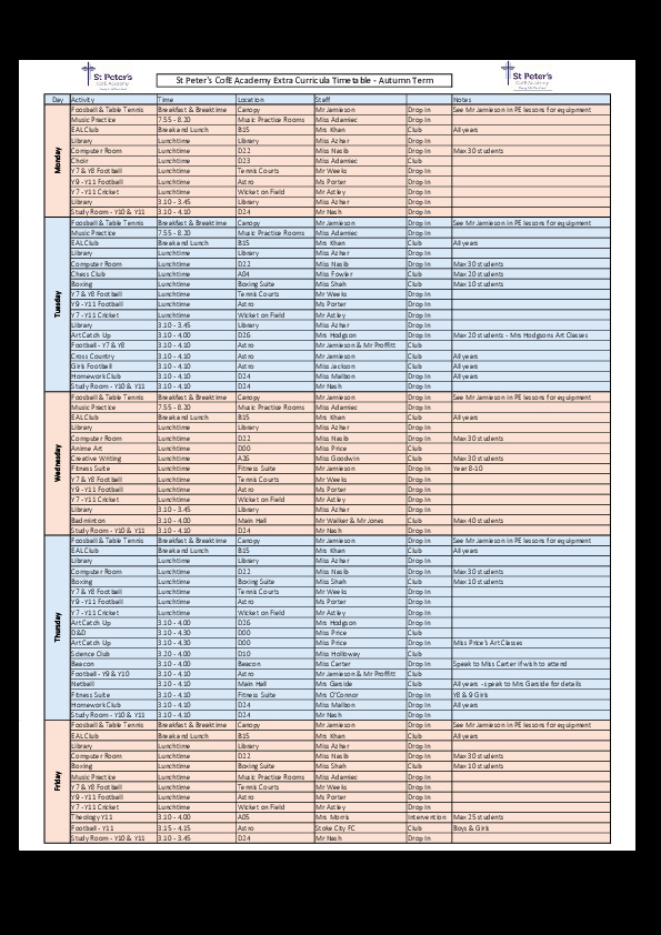 Extra Curricula 2025 26