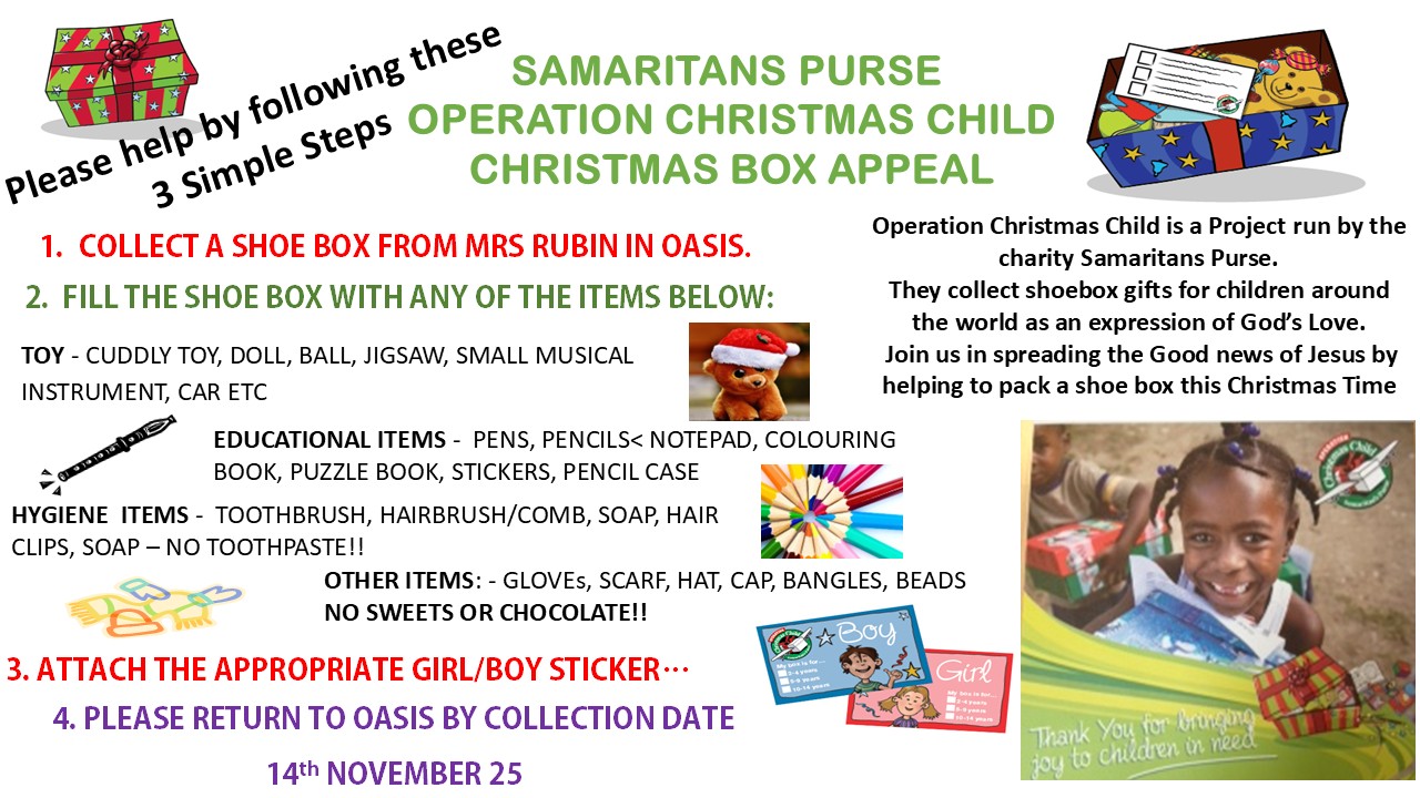 Operation Christmas Child Shoe Box Appeal 2025